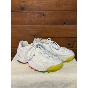 Fila Womans Disruptor 2 Rainbow Chrome sneakers Sz 9.5